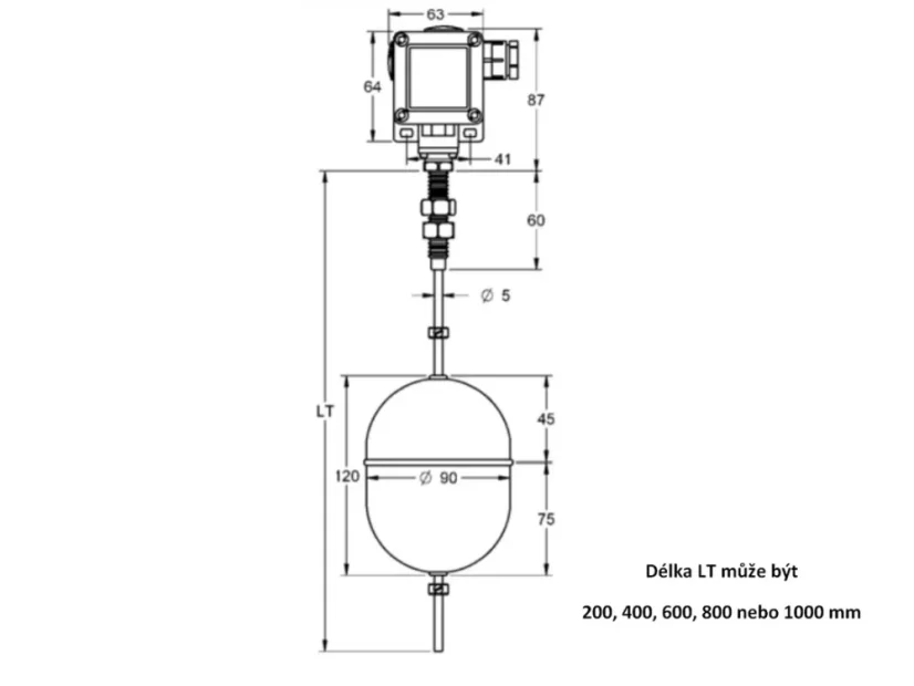 INMS - Délka táhla: 800 mm